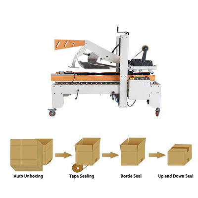 L'étiquetage par bande adhésive carton scellant machine d'étanchéité de boîte semi-automatique haut et bas ceinture entraînée