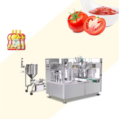 Sac debout Liquide Sauce au piment Ketchup Tomate Pâte Buse Poche Machine d'emballage multi-fonction Rotary Emballage